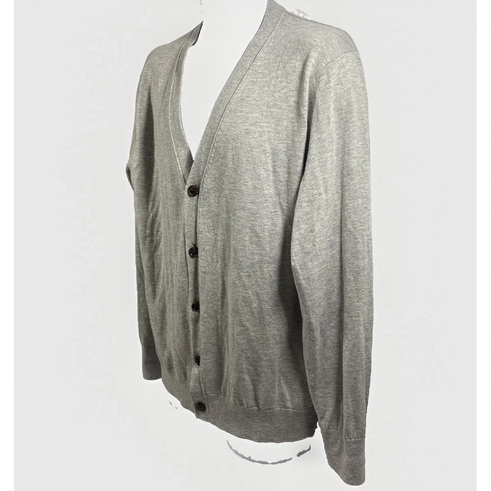 J.Crew Mercantile Gray Merino Wool Blend Button Up Cardigan Sweater Mens Large